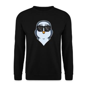 cooler Pinguin mit Sonnenbrille - Unisex Pullover - Schwarz - Vorne - Alina (178cm) & Michal (187cm)