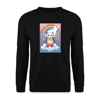 Cute Cat Angel - Unisex Sweatshirt - black - Front - Alina (178cm) & Michal (187cm)