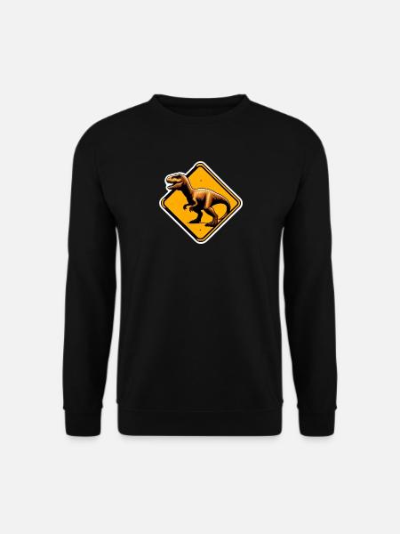 T-Rex Warnschild Illustration - Unisex Pullover - Schwarz