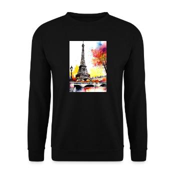 Tour Eiffel en aquarelle automnale - Sweat-shirt Unisexe - noir - Devant - Alina (178cm) & Michal (187cm)