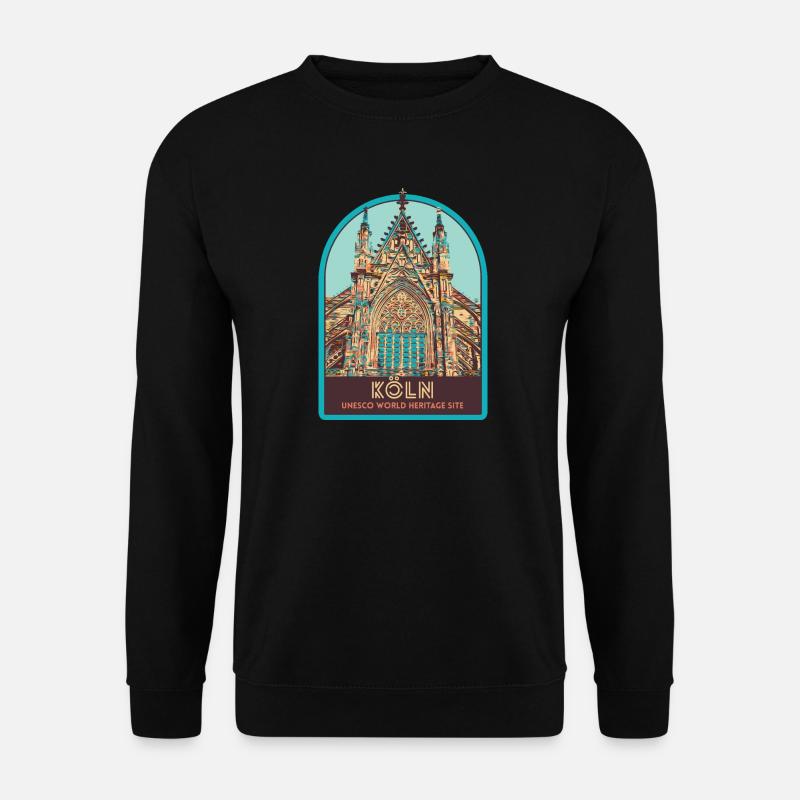 Illustration Fassade Dom Köln, Deutschland - Unisex Pullover - Schwarz