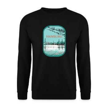 Illustration Flyacross Hamburg - Unisex Sweatshirt - black - Front - Alina (178cm) & Michal (187cm)