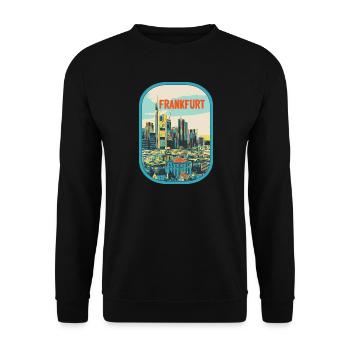 Frankfurt in Colour: Urban Illustration - Unisex Sweatshirt - black - Front - Alina (178cm) & Michal (187cm)