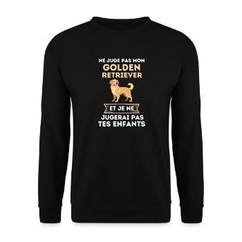 ne juge pas golden retriever 1 - Sweat-shirt Unisexe - noir - Devant - Alina (178cm) & Michal (187cm)
