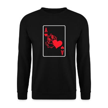 Cat Poker Heart Gambling Casino Jeu de cartes Poker - Sweat-shirt Unisexe - noir - Devant - Alina (178cm) & Michal (187cm)