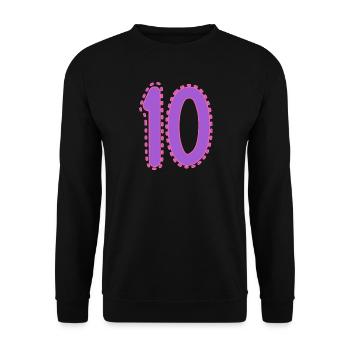 10. 10 JAHRE. 10-JÄHRIGES JUBILÄUM. 10-JÄHRIGES JUBILÄUM. - Unisex Pullover - Schwarz - Vorne - Alina (178cm) & Michal (187cm)