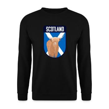 Scotland Flag with Highland Cow - Scotland Travel - Unisex Sweatshirt - black - Front - Alina (178cm) & Michal (187cm)