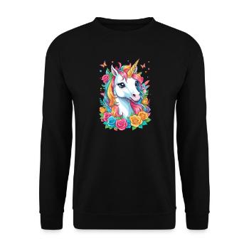 Cute Unicorn - Unisex Sweatshirt - black - Front - Alina (178cm) & Michal (187cm)