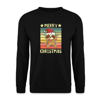 Merry Christmas Sloth - Unisex Sweatshirt - black - Front - Alina (178cm) & Michal (187cm)