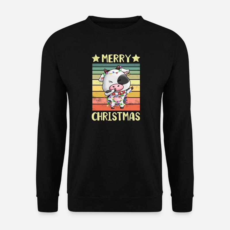 Frohe Weihnachten Kuh - Unisex Pullover - Schwarz
