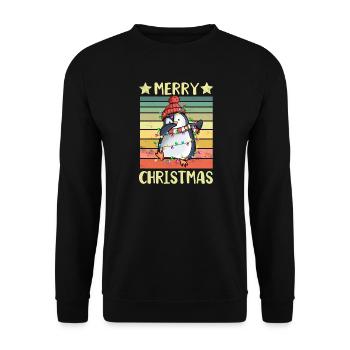 Merry Christmas Penguin - Unisex Sweatshirt - black - Front - Alina (178cm) & Michal (187cm)