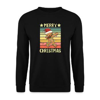 Frohe Weihnachten Lebkuchenmann - Unisex Pullover - Schwarz - Vorne - Alina (178cm) & Michal (187cm)