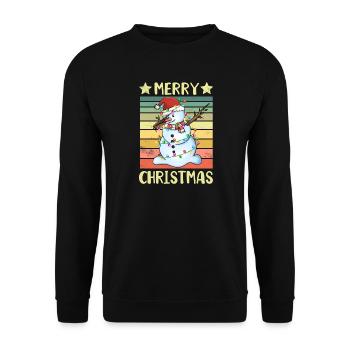 Merry Christmas Snowman - Unisex Sweatshirt - black - Front - Alina (178cm) & Michal (187cm)