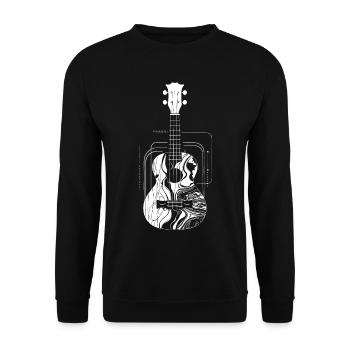 Ukulele Zeichnung - Unisex Pullover - Schwarz - Vorne - Alina (178cm) & Michal (187cm)