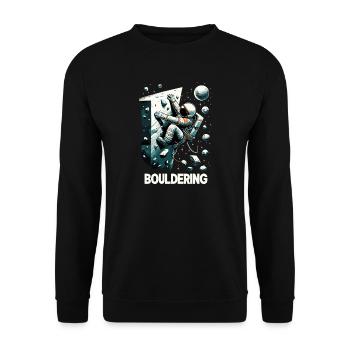 Bouldern Astronaut Raumfahrer Geschenk - Unisex Pullover - Schwarz - Vorne - Alina (178cm) & Michal (187cm)