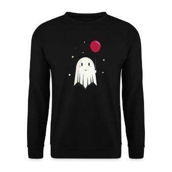 Joyeux fantôme d’Halloween avec ballon - Sweat-shirt Unisexe - noir - Devant - Alina (178cm) & Michal (187cm)