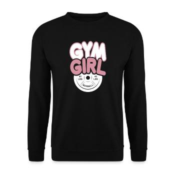 Gym Mädchen Langhantel Power Pink - Unisex Pullover - Schwarz - Vorne - Alina (178cm) & Michal (187cm)