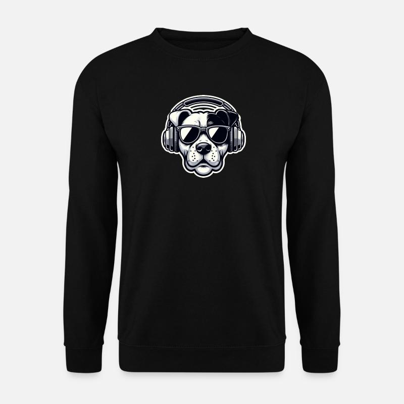 Hund Kopfhörer Brille cool - Unisex Pullover - Schwarz