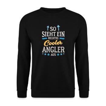 So sieht ein richtig cooler Angler aus Fischer - Unisex Pullover - Schwarz - Vorne - Alina (178cm) & Michal (187cm)