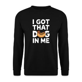 Lustiger Hot Dog Dackel - Unisex Pullover - Schwarz - Vorne - Alina (178cm) & Michal (187cm)