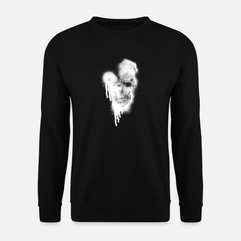 Wasserfarbener Schädel Sketch - Unisex Pullover - Schwarz
