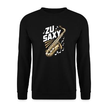 Zu Saxy Saxophon Saxophonist - Unisex Pullover - Schwarz - Vorne - Alina (178cm) & Michal (187cm)