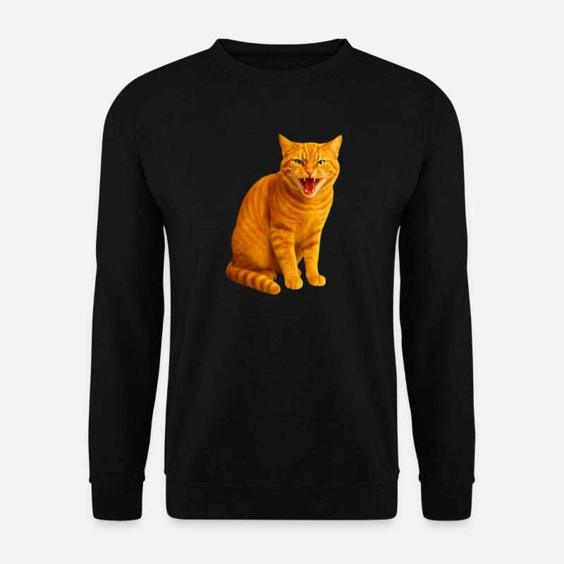 Fauchende orange getigerte Katze - Unisex Pullover - Schwarz