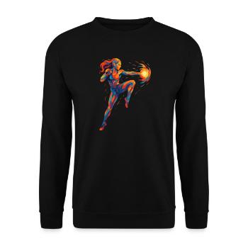 Kickboxerin cool abstrakt Power Kickboxen Geschenk - Unisex Pullover - Schwarz - Vorne - Alina (178cm) & Michal (187cm)
