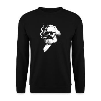 Karl Marx audacieux avec une illustration de cigarette - Sweat-shirt Unisexe - noir - Devant - Alina (178cm) & Michal (187cm)