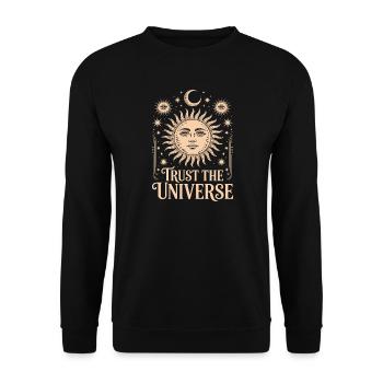 Trust The Universe Mystical Boho Sun and Moon - Unisex Sweatshirt - black - Front - Alina (178cm) & Michal (187cm)