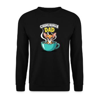 Chihuahua Dad Kaffee lustiges Motiv Hundebesitzer - Unisex Pullover - Schwarz - Vorne - Alina (178cm) & Michal (187cm)