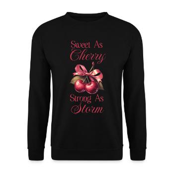 Kirschspruch - Doux comme la cerise fort comme la tempête - Sweat-shirt Unisexe - noir - Devant - Alina (178cm) & Michal (187cm)