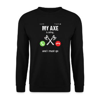 Mythologie viking Valhalla guerrier hache dictons - Sweat-shirt Unisexe - noir - Devant - Alina (178cm) & Michal (187cm)