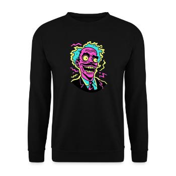 Neon Schreiende Pop Art Porträt - Unisex Pullover - Schwarz - Vorne - Alina (178cm) & Michal (187cm)