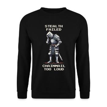 Stealth failed | Chainmail too loud - Knight - Unisex Sweatshirt - black - Front - Alina (178cm) & Michal (187cm)