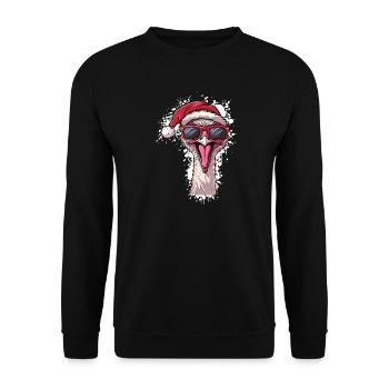 Strauß Weihnachten Lustig - Unisex Pullover - Schwarz - Vorne - Alina (178cm) & Michal (187cm)