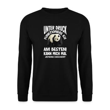 Unter Druck funktioniere ich am besten - Unisex Pullover - Schwarz - Vorne - Alina (178cm) & Michal (187cm)