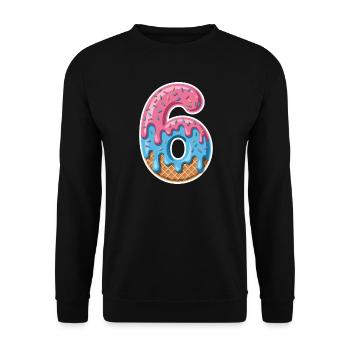 Numéro 6 Glace du sixième anniversaire avec des vermicelles - Sweat-shirt Unisexe - noir - Devant - Alina (178cm) & Michal (187cm)