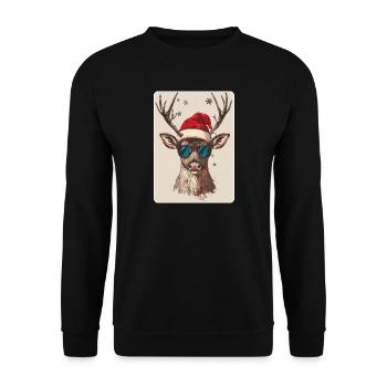 Reindeer Deer Antlers Reindeer Vintage Christmas - Unisex Sweatshirt - black - Front - Alina (178cm) & Michal (187cm)