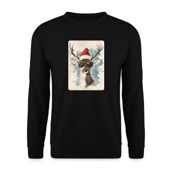 Reindeer Deer Antlers Reindeer Vintage Christmas - Unisex Sweatshirt - black - Front - Alina (178cm) & Michal (187cm)