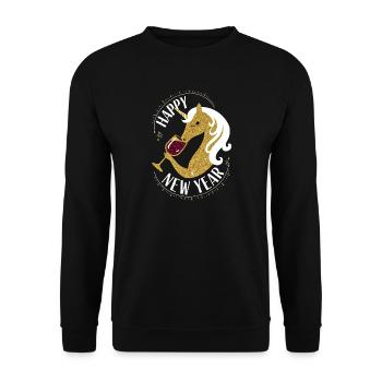 Happy New Year New Year's Eve New Year Unicorn Wine - Unisex Sweatshirt - black - Front - Alina (178cm) & Michal (187cm)