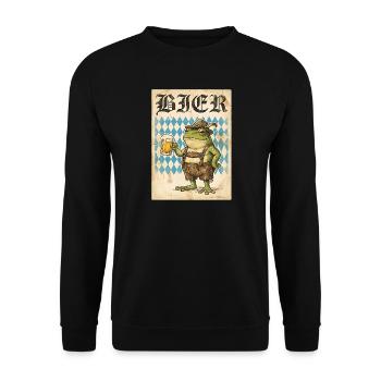 Bier Frosch In Lederhose Spaß - Unisex Pullover - Schwarz - Vorne - Alina (178cm) & Michal (187cm)