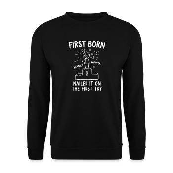 Irst Born a réussi du premier coup, frère drôle - Sweat-shirt Unisexe - noir - Devant - Alina (178cm) & Michal (187cm)
