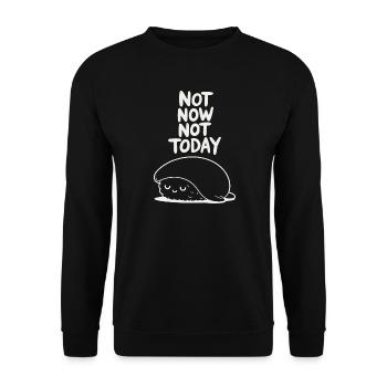 Nicht jetzt, nicht heute, Faultier. - Unisex Pullover - Schwarz - Vorne - Alina (178cm) & Michal (187cm)