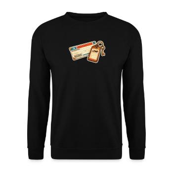 Conception vintage des étiquettes de billets d’avion pour bagages - Sweat-shirt Unisexe - noir - Devant - Alina (178cm) & Michal (187cm)