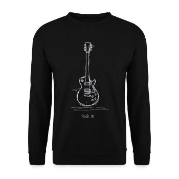 Chalk Gitarre Rock Motiv - Unisex Pullover - Schwarz - Vorne - Alina (178cm) & Michal (187cm)