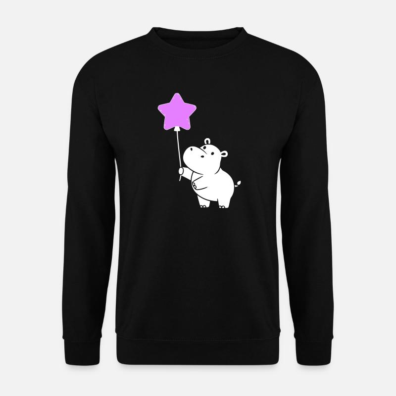 Cute Hippo Star Balloon Party - Unisex Sweatshirt - black