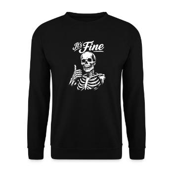 Sein feines Skelett Daumen hoch - Unisex Pullover - Schwarz - Vorne - Alina (178cm) & Michal (187cm)