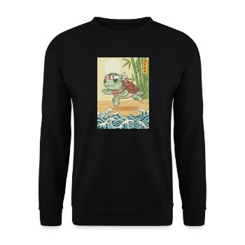 Kawaii Martial Arts Turtle - Unisex Sweatshirt - black - Front - Alina (178cm) & Michal (187cm)