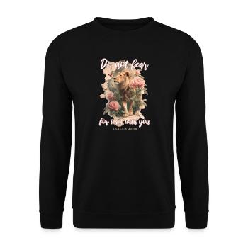 Löwe Bibelvers Christlich - Unisex Pullover - Schwarz - Vorne - Alina (178cm) & Michal (187cm)